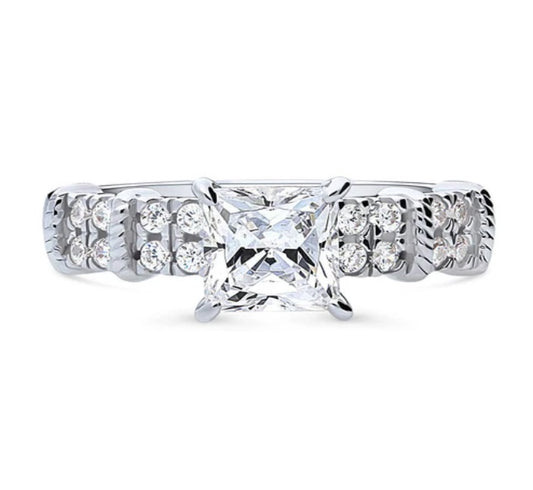 Solitaire 1.2ct Princess CZ Ring in Sterling Silver
