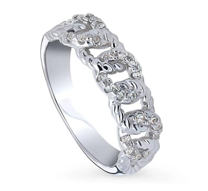 Woven CZ Stackable Band in Sterling Silver