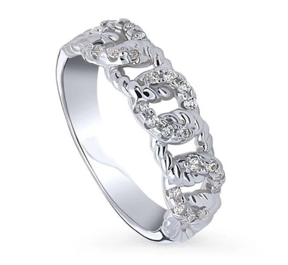 Woven CZ Stackable Band in Sterling Silver
