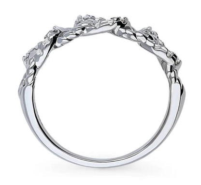 Woven CZ Stackable Band in Sterling Silver
