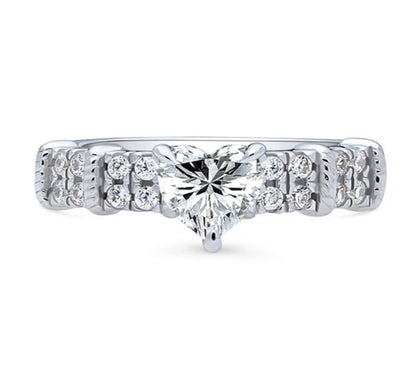 Solitaire Heart 0.7ct CZ Ring in Sterling Silver