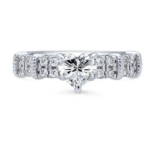 Solitaire Heart 0.7ct CZ Ring in Sterling Silver