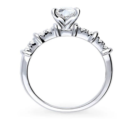 Solitaire Heart 0.7ct CZ Ring in Sterling Silver
