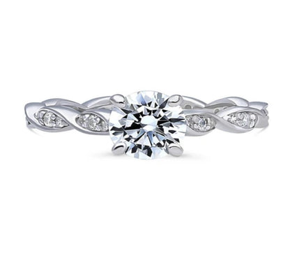 Woven Solitaire CZ Ring in Sterling Silver