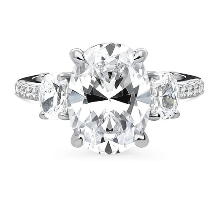 3-Stone Oval CZ Statement Ring in Sterling Silver