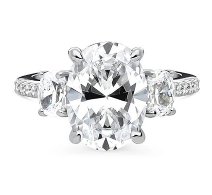 3-Stone Oval CZ Statement Ring in Sterling Silver