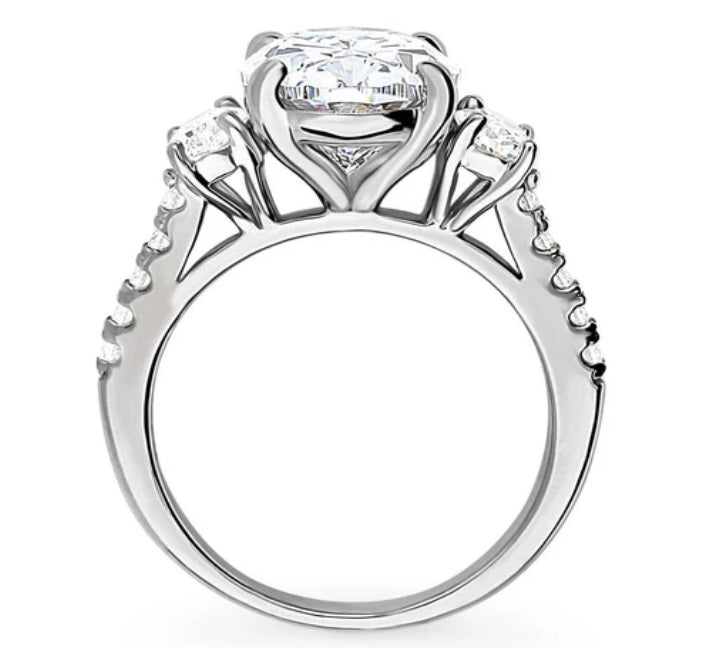 3-Stone Oval CZ Statement Ring in Sterling Silver