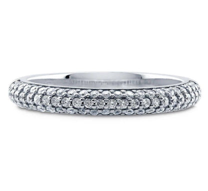 Pave Set CZ Half Eternity Ring in Sterling Silver