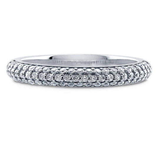 Pave Set CZ Half Eternity Ring in Sterling Silver