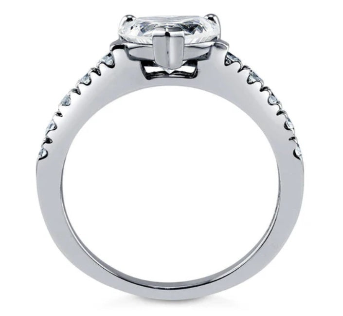 Solitaire Heart 1.7ct CZ Ring in Sterling Silver