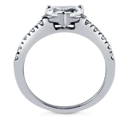 Solitaire Heart 1.7ct CZ Ring in Sterling Silver