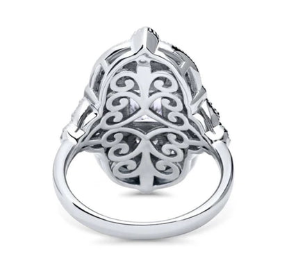 Art Deco Milgrain CZ Statement Ring in Sterling Silver
