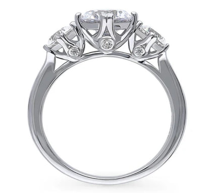 3-Stone Round CZ Ring in Sterling Silver