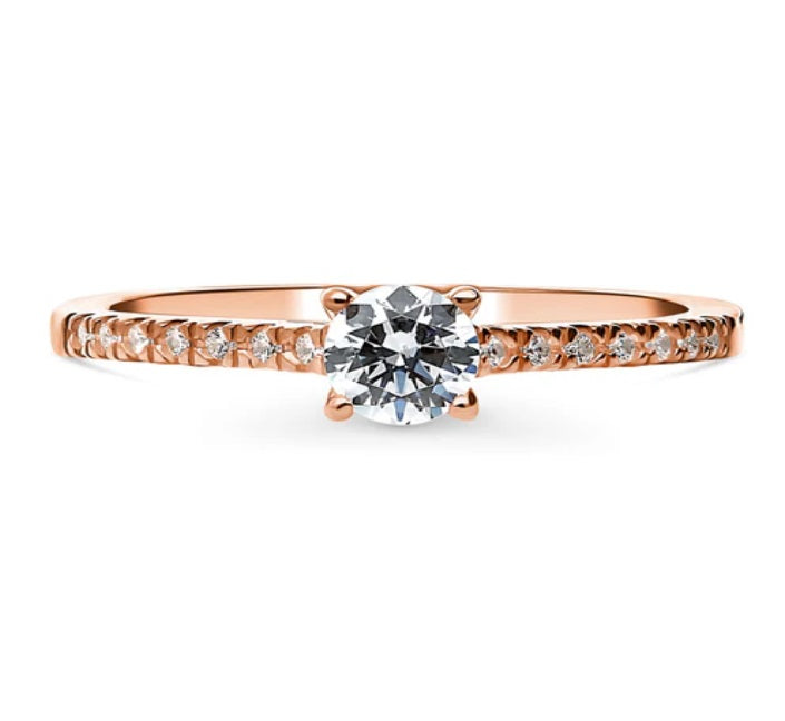 Solitaire 0.4ct Princess CZ Ring in Rose Gold Plated Sterling Silver