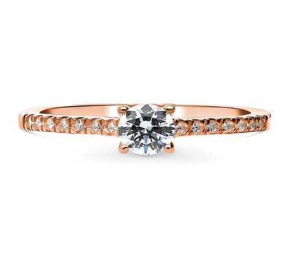 Solitaire 0.4ct Princess CZ Ring in Rose Gold Plated Sterling Silver