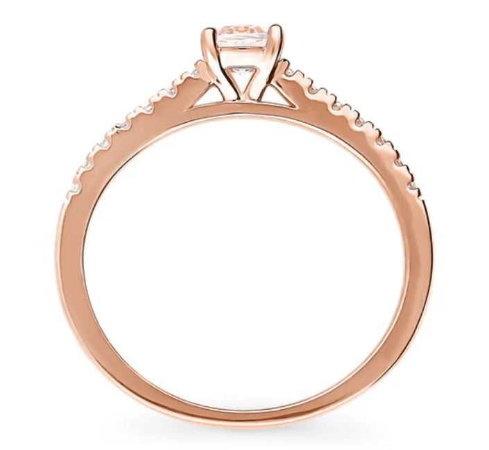 Solitaire 0.4ct Princess CZ Ring in Rose Gold Plated Sterling Silver