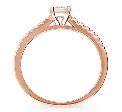 Solitaire 0.4ct Princess CZ Ring in Rose Gold Plated Sterling Silver