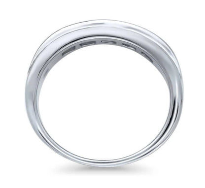 5-Stone Channel Set Princess CZ Half Eternity Ring in Sterling Silver