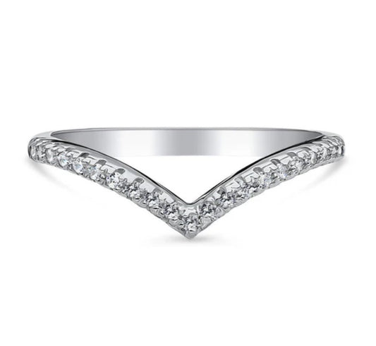 Wishbone CZ Curved Eternity Ring in Sterling Silver